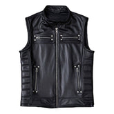 Men's Real Cow Leather Black Vest